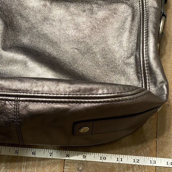Coach Metallic Shoulder Bag In Dark Silver/Grey. - Picture 4 of 14